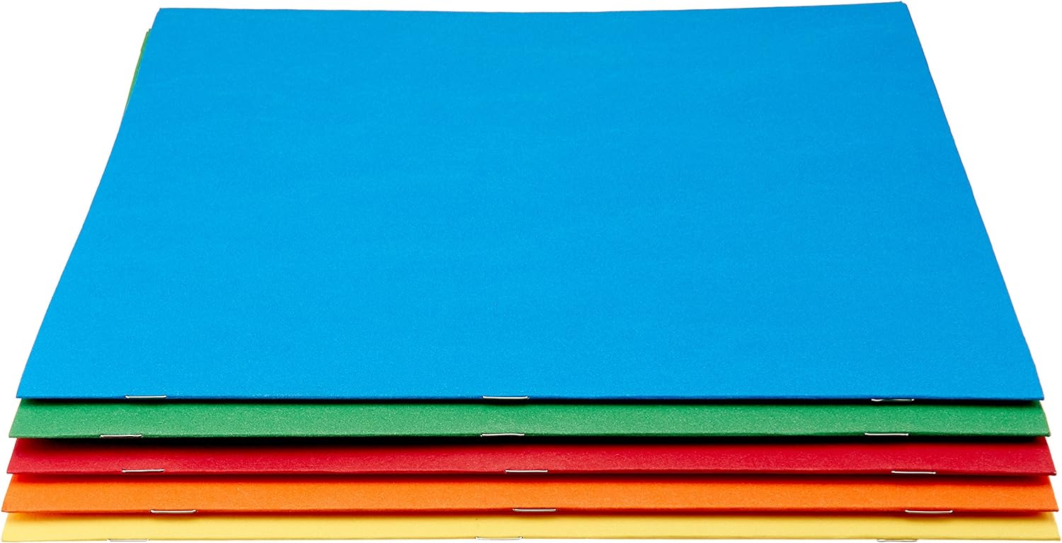 Basics Twin Pocket File Folders with Fasteners, 25-Pack : Office Products