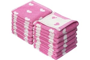 ORIGINAL KIDS Wash Cloth - Bath Time Hearts 12 Pack Washcloth Set - 100% Cotton Jacquard Colorful Absorbent Quick Dry Face To