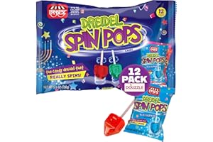 DOUzzle Hanukkah Candy Dreidels for Kids, Dreidel Spin Pops, Individually Wrapped Assorted Fruity Flavors (Pack of 1) Hanukah Party Favors, Happy Chanuka Sweet Treat & Gifts - Kosher Parve