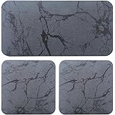 Small Stone Drying Mat & Coasters Set, 3PCS Water Absorbent Diatomite Tray for Kitchen Sink, Bathroom Countertop, Fast Absorbing Stone Holder for Soap, Plants, Toiletries(Marble Grey)