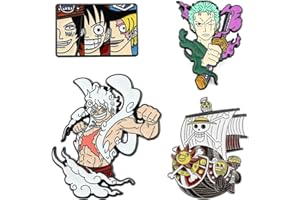WDLYAN Anime Enamel Pins Set - Nika Luffy Portgas D Ace Zoro Figure Anime Pins Thousand Sunny Model Ship Brooch - Fashion Accessory For Lapels Denim Jacket Hat Bag Dress Shirt Backpack Clothing Gift Cosplay Costume