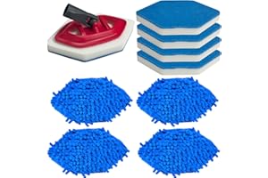 Beaufan 4 Pack Chenille Mop Head Refills and 4 Pack Sanding Sponges Replacement for Vileda Bath Magic Bathroom and Tub Mop