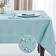 JUCFHY Soild Plaid Jacquard Spring Easter Table Cloth Elegance Wrinkle Resistant Contemporary Woven Decorative Tablecloths, Spillproof Soil Resistant Holiday Table Cover, 52 X 70, Turquoise