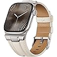 Suitisbest Leather Bands Compatible for Apple Watch Ultra Band 49mm 46mm 45mm 44mm 42mm, Genuine Leather Rugged Durable Matel Connector Replacement Strap for Women Men iWatch Ultra 10 9 8 7 6 5 4 3 SE