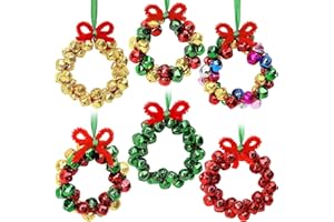 AWHETIE Christmas Crafts for Adults Kids,6 Sets Christmas Beaded Ornament Kit to Make,Jingle Bell Wreath Ornament,DIY Xmax Tree Kits Holiday Tree Decorations Party Supplies