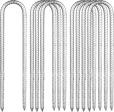 YOUNTHYE 8Pcs Galvanized Steel Ground Pegs 12in 30cm Heavy Duty Tent Stakes 9mm