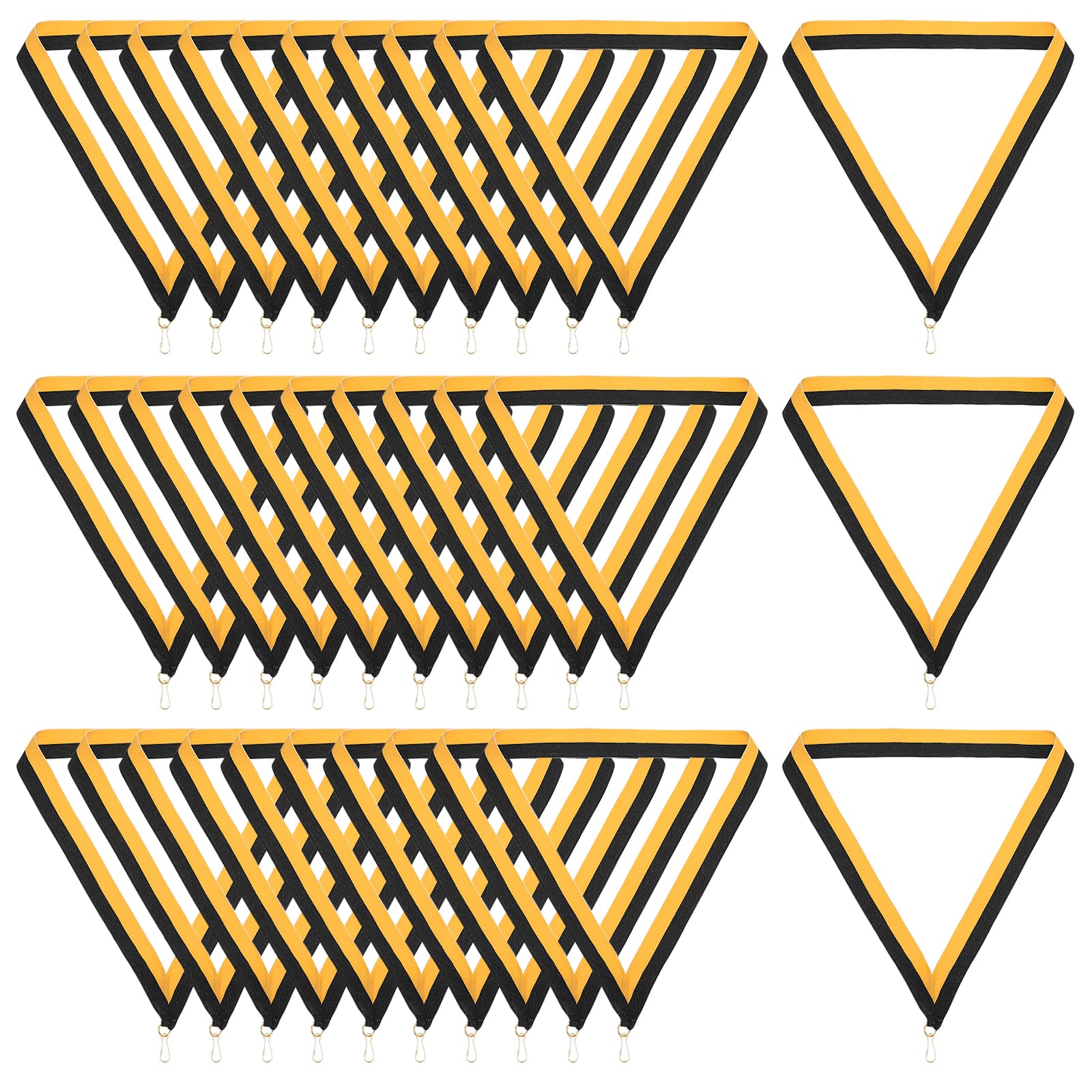 PATIKIL Award Neck Ribbons with Snap Clips, 30 Pcs Polyester Striped Medal Lanyards Ribbon for Competitions Sports Meetings Sports Party, Black Orange