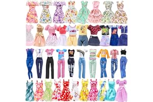 ACEHOME 16 Pcs Doll Clothes and Accessories for Doll, 11.5 Inch Doll Outfit Collection Including 3 Short Skirts 2 Sequin Skirts 2 Sets 3 Tops 3 Pants 3 Floral Skirts(Random Style), for Girls Birthday Gifts