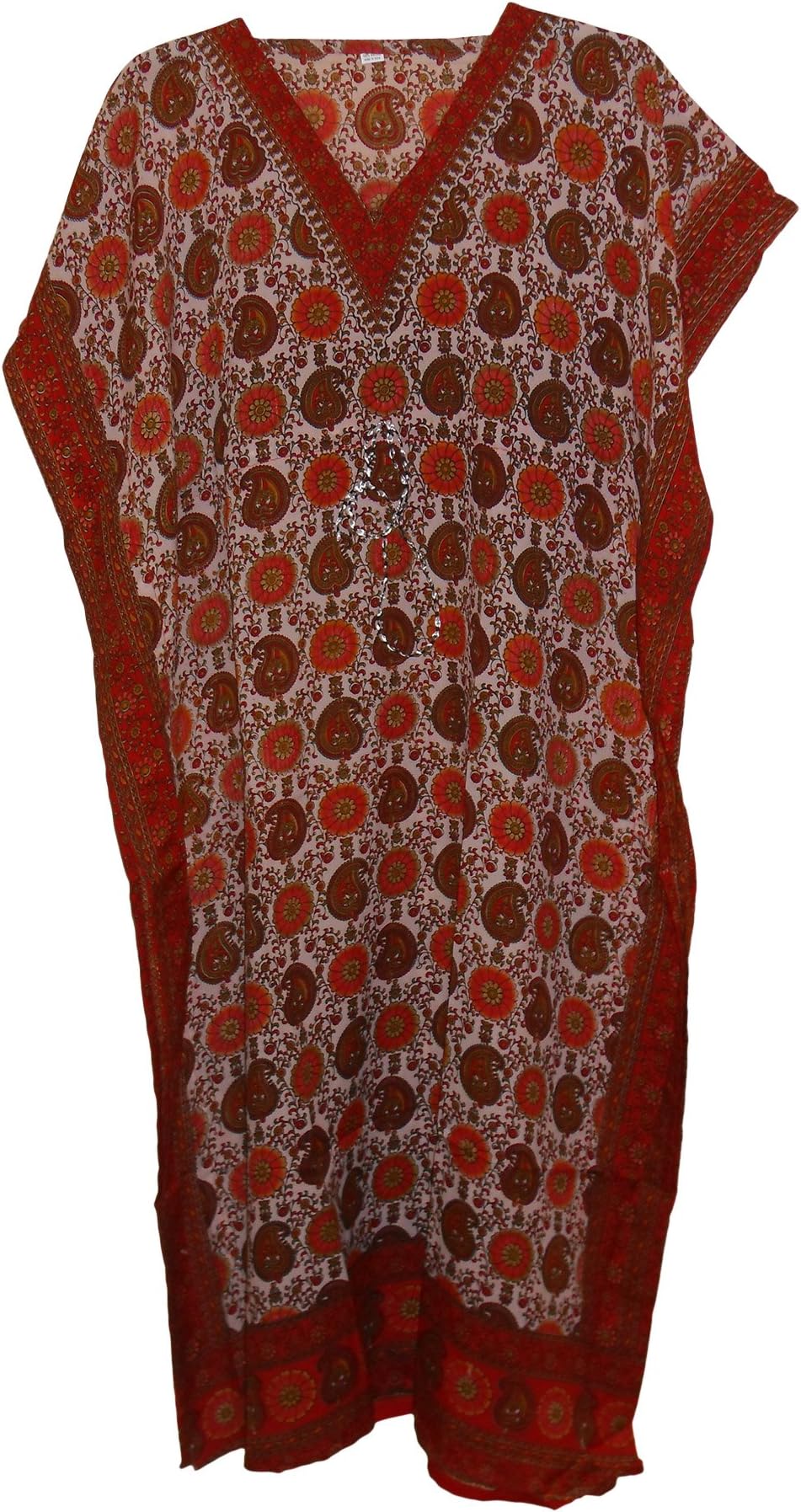 spurbay African-Kaftan-Dress-Hippy-Casual-Wear-Beach-Cover-Up-Evening-Wear-Night-Wear (Red, one Size)