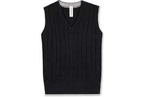 BOBOYOYO Boys Sweater Vest Unisex Cable Knit 100% Cotton Toddler Uniform Vest for Little Big Childrens Kids Teenage Girls