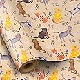 RUSPEPA Cat Wrapping Paper Roll, Mini Roll, Spring Cats with Floral Pattern Kraft Paper, Funny Cartoon Animal Gift Wrap for Pet Lovers, Birthday, and Spring Celebration, 17 Inches X 16.4 Feet