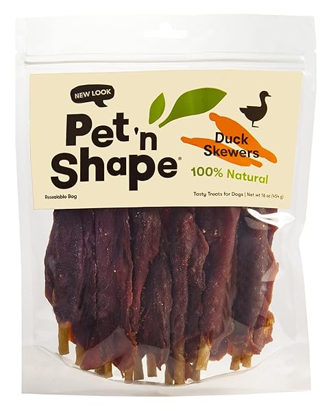 PET ‘N SHAPE CHIK ‘N SKEWERS – DUCK WRAPPED RAWHIDE CHEW DOG TREATS – 1 POUND