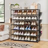 OYREL 7 Tier Shoe Rack 28-35 Pairs Large Organizer Black with Side Bag view 6