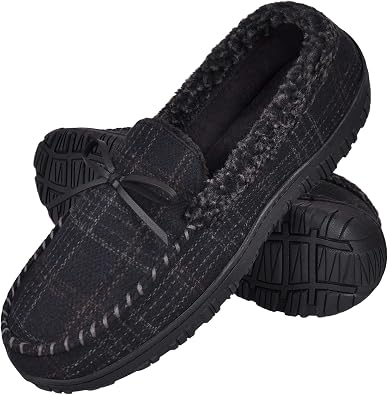 Amazon.com: Zapatillas MIXIN para hombre mocasín interior al aire libre casa  zapatillas con espuma viscoelástica a cuadros: Shoes