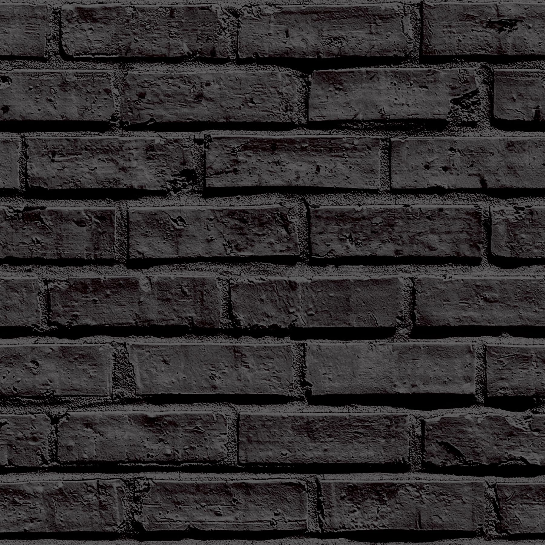 Arthouse Black Brick Wallpaper, Realistic 3D Effect, Photographic Print, for Living Spaces & Feature Walls, Kitchen Bedroom Hallway Dining Room 21.1 inches (W) x 395 inches (L) 623007