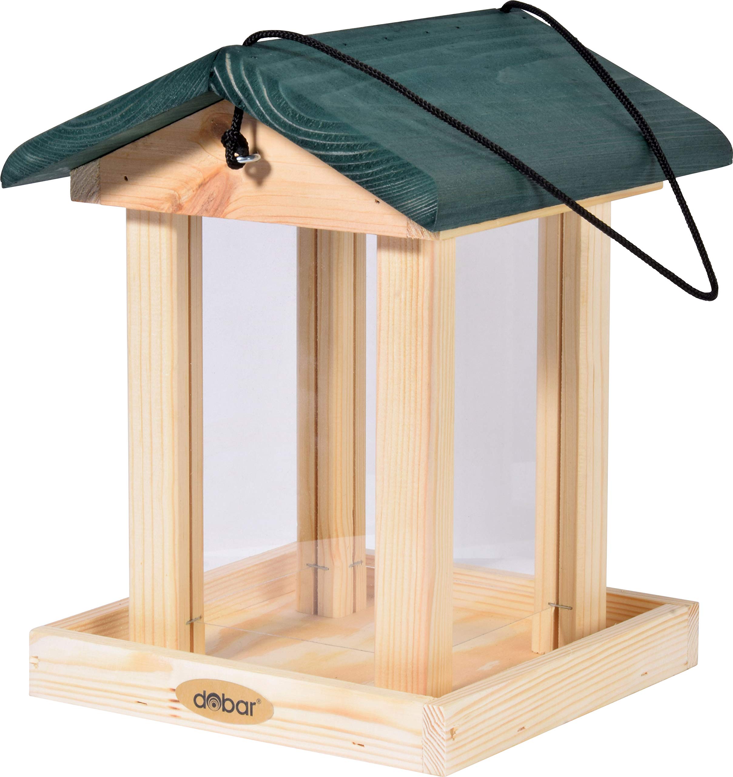 dobar FSC Wooden Feeder Bird Feeding Station For Wild Birds, Green