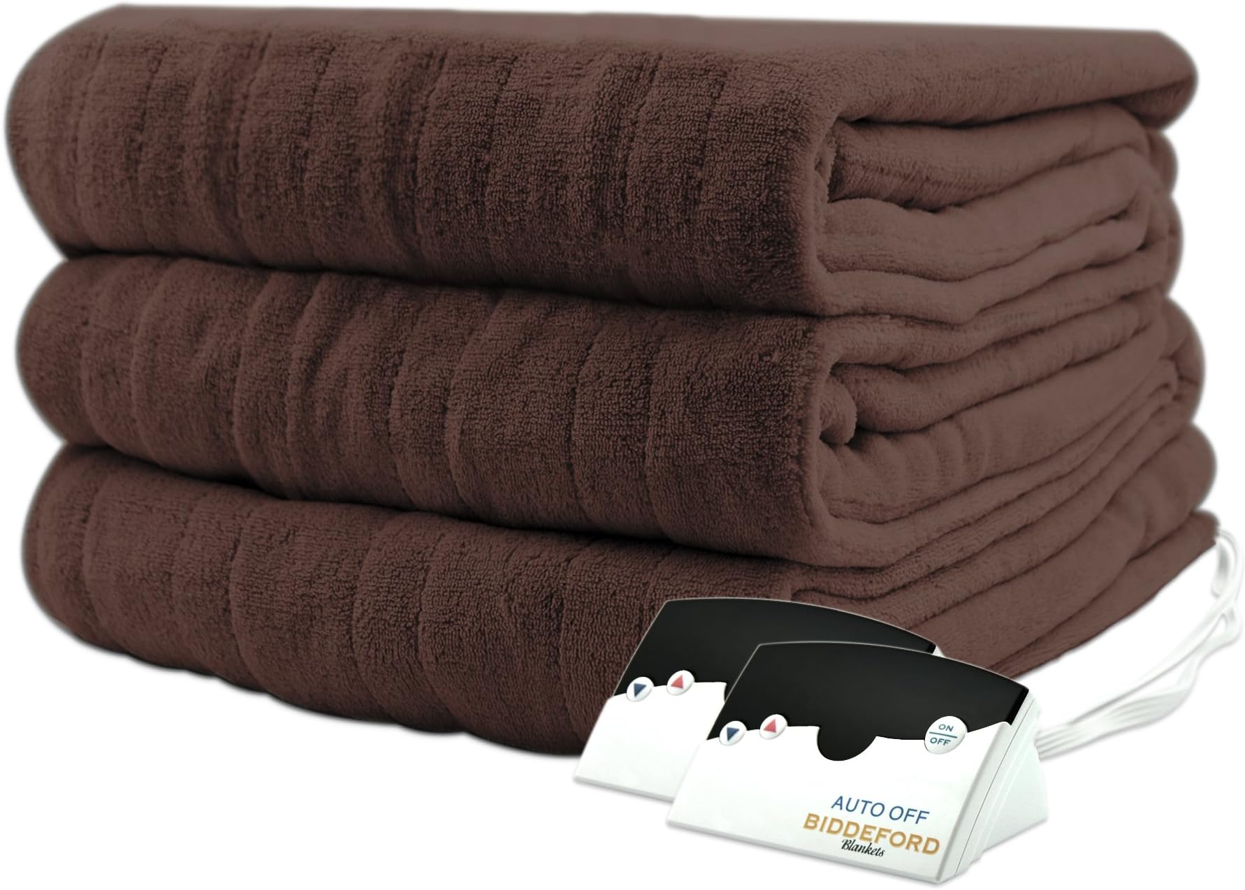 Biddeford Micro Plush Electric Heated Blanket with Digital Controller, Queen, Chocolate