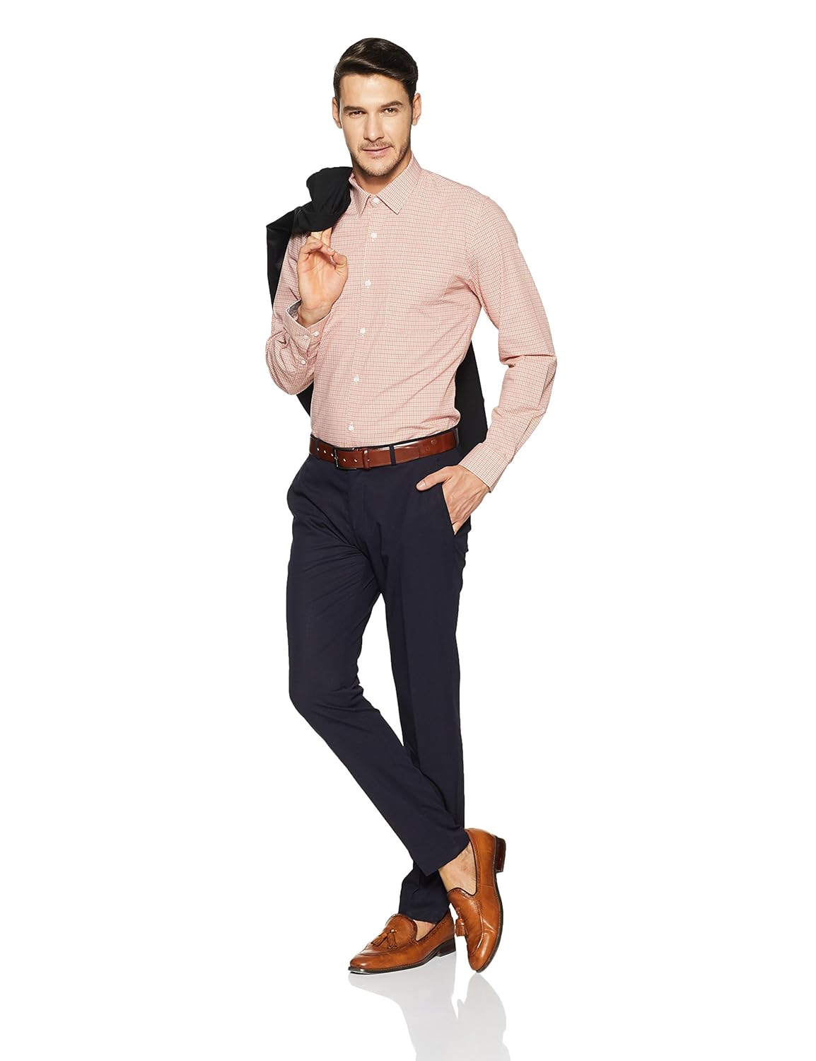 peter england men's solid slim fit formal shirt