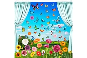 QNTCCX Spring Window Clings Flower Butterfly - 84 Pieces Anti-Collision Window Stickers Decals for Glass Windows Decoration Spring Party Supplies