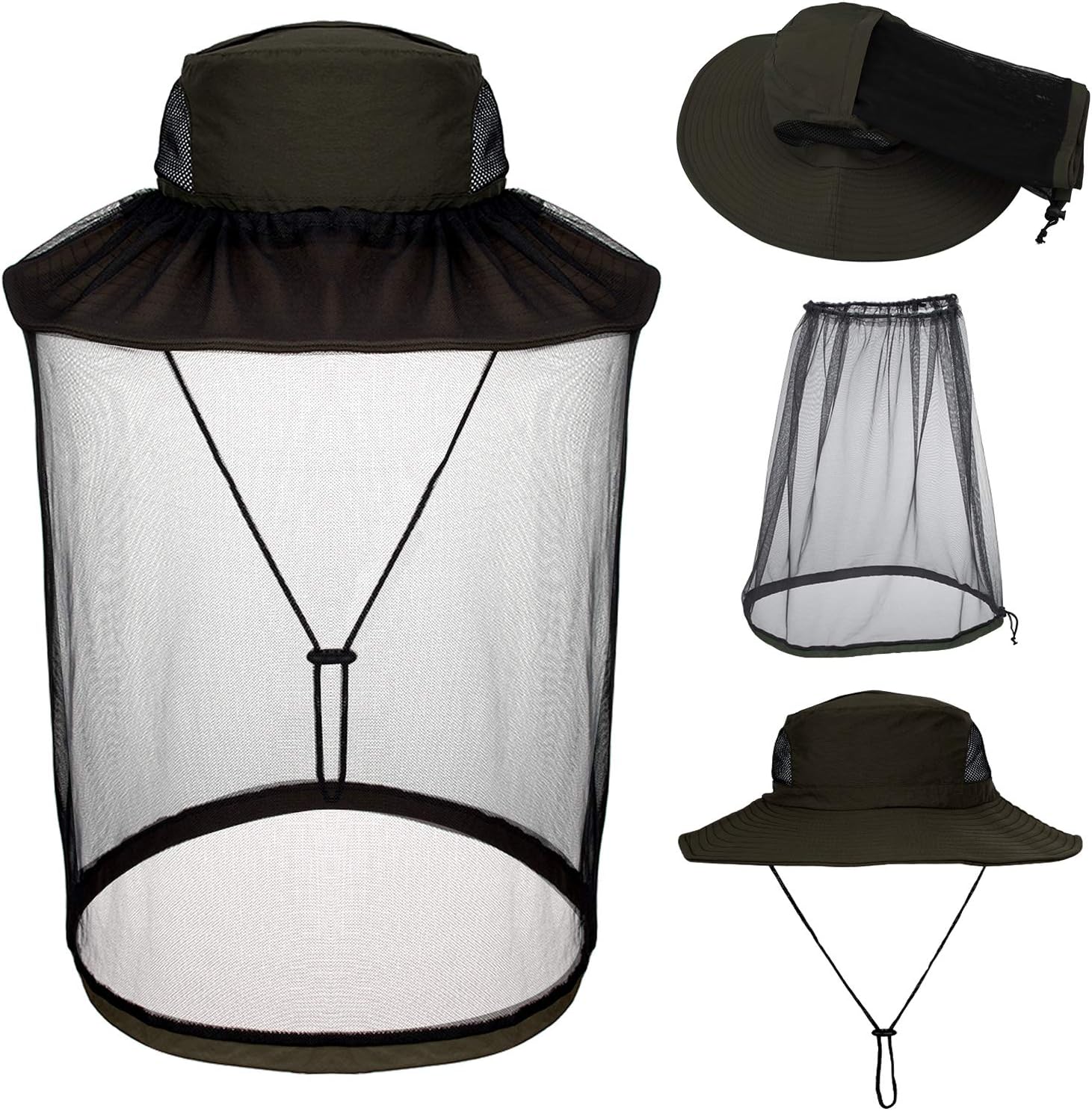 Whaline Removable Mosquito Head Net Hat, Wide Brim Sun Protection Hats