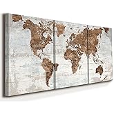 JIMHOMY Office Wall Art Canvas World Map Motivational Wall Decor Living Room Vintage Pictures for Dining Room Home Man Global Artwork 60" X 28"