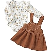 Kucnuzki Newborn Baby Girl Clothes Toddler Long Sleeve Ruffle Romper Top Infant Skirt Set Little Girl Overall Dress