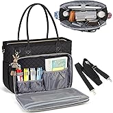 RAINSMORE Teacher Tote Bag 15.6 inch Laptop Bag for Women Work Bags Laptop Tote Nurse Bag Professional Computer Messenger with Insulated Pocket, Laptop Briefcase for Office, College, Nursing, Black