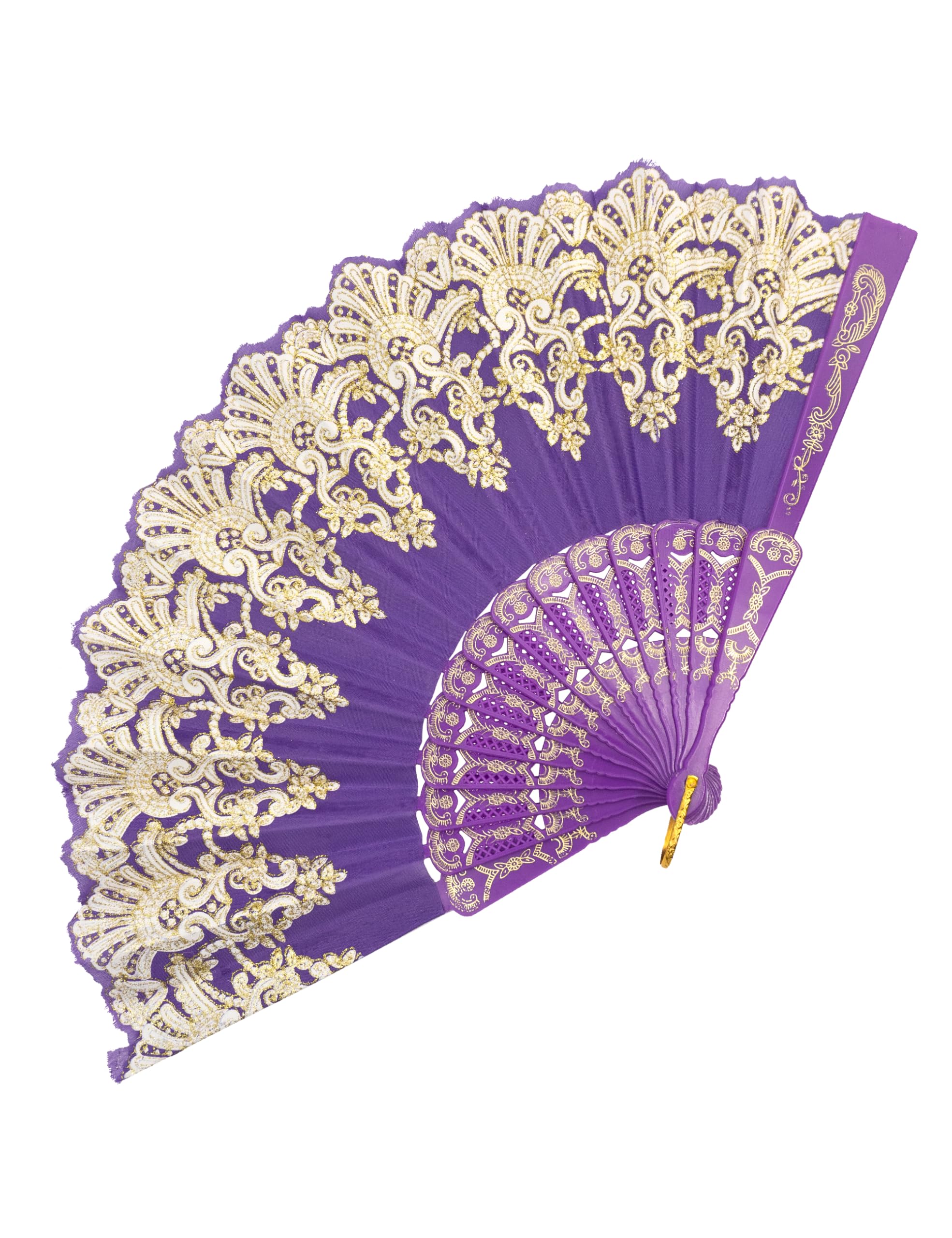 Photo 1 of EOSAU Handheld Chinese Folding Fan Hand Fans for Women Foldable Bulk for Party Wedding Church Dancing (Purple)