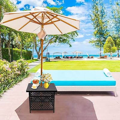 Buy Omelaza Outdoor Patio Bistro Coffee Table Side Table With 1 57 Umbrella Hole Small Metal Square For Garden Pool Deck Black Online In Turkey B08x6kyzy5