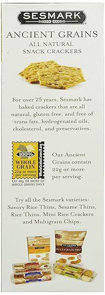 SESMARK GLUTEN FREE RICE CRACKERS – ANCIENT GRAINS WITH SEA SALT – NON GMO PROJECT VERIFIED – 3.5 OUNCE