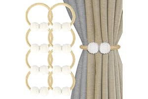 SENBALER 8 Pack Magnetic Curtain Tie Backs with Pearls,Modern Curtain Holdbacks Strap,Decoration for Kindergarten,Outside and Inside Drapes