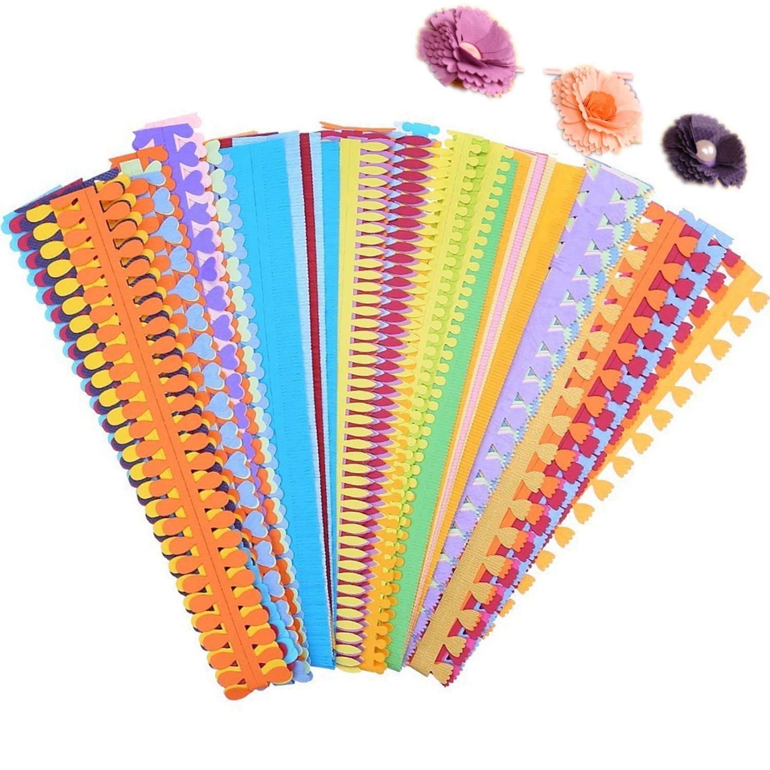 ODETOJOY 8 Patterns Flower Paper Quilling Strips Craft Make Paper Flowers Kit for Scrapbooking-40PCS