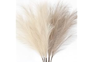 ZIFTY 7-Pcs 38"/3.1FT Faux Pampas Grass Large Tall Fluffy Artificial Fake Flower Boho Decor Bulrush Reed Grass for Vase Filler Farmhouse Home Wedding Decor (Beige&Taupe)