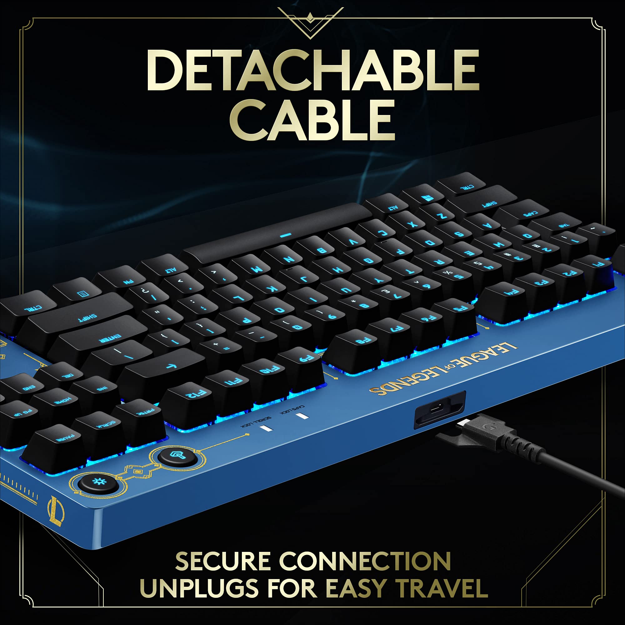 Logitech G PRO Mechanical Gaming Keyboard - Ultra-Portable Tenkeyless Design, Detachable USB Cable, LIGHTSYNC RGB Backlit Keys, Official League of Legends Edition