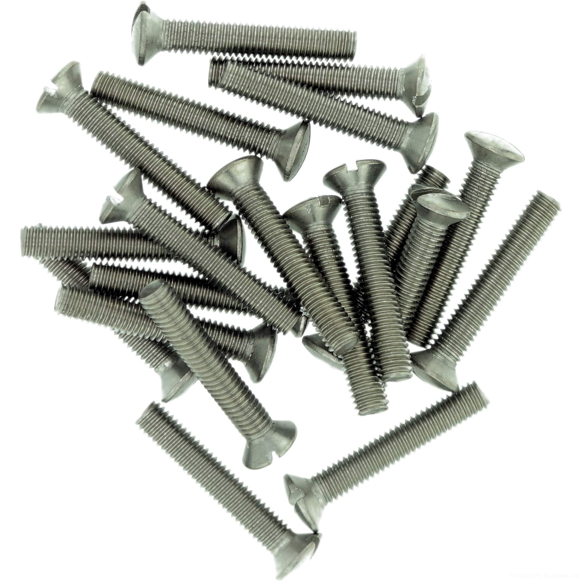 M2.5 (2.5mm x 6mm) Slot Raised Countersunk Machine Screw (Bolt) - Stainless Steel (A2) (Pack of 20)