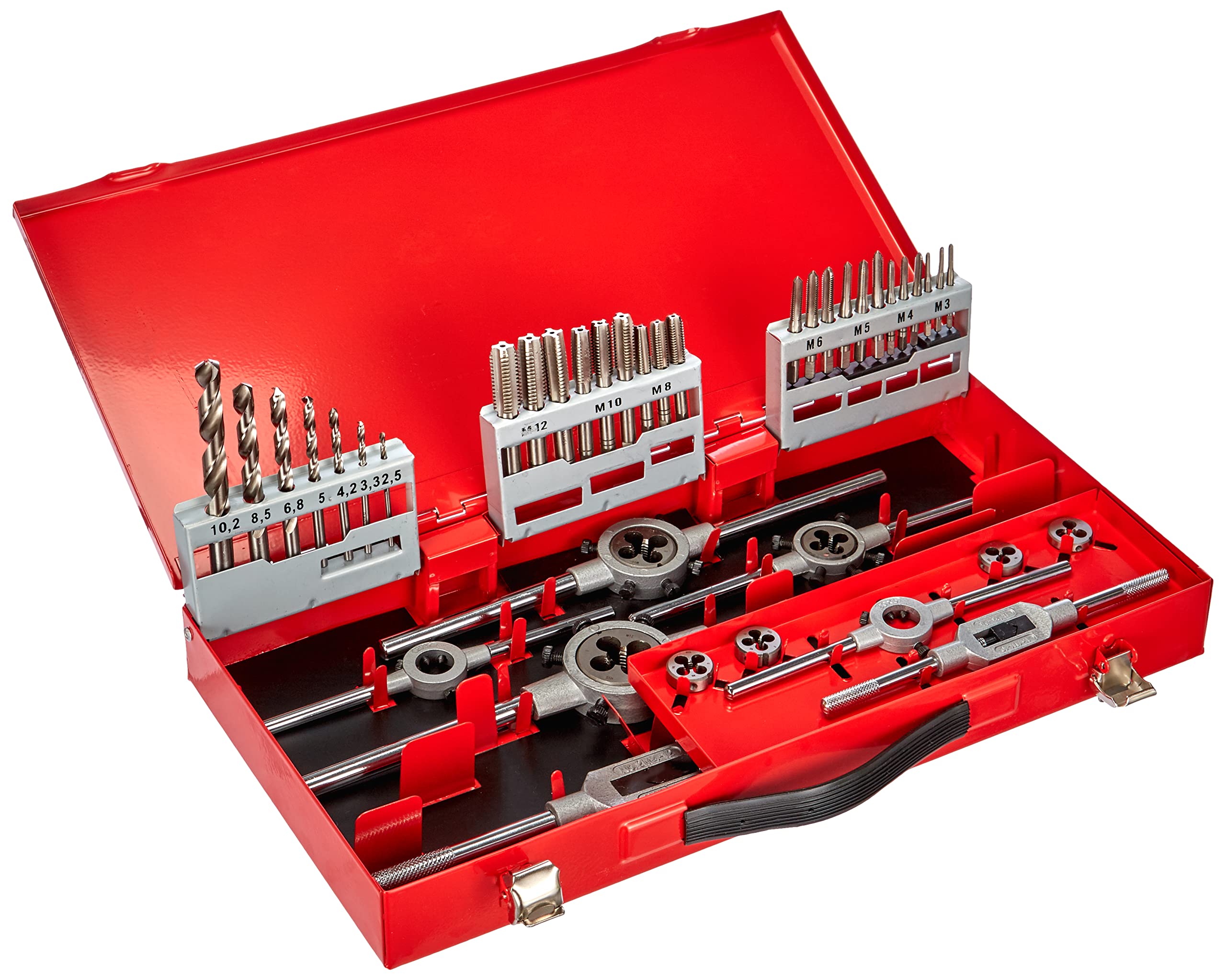 RUKO HSS Thread Cutting Tool Set Steel Case, Bright Finish, 44 Pieces, R245030