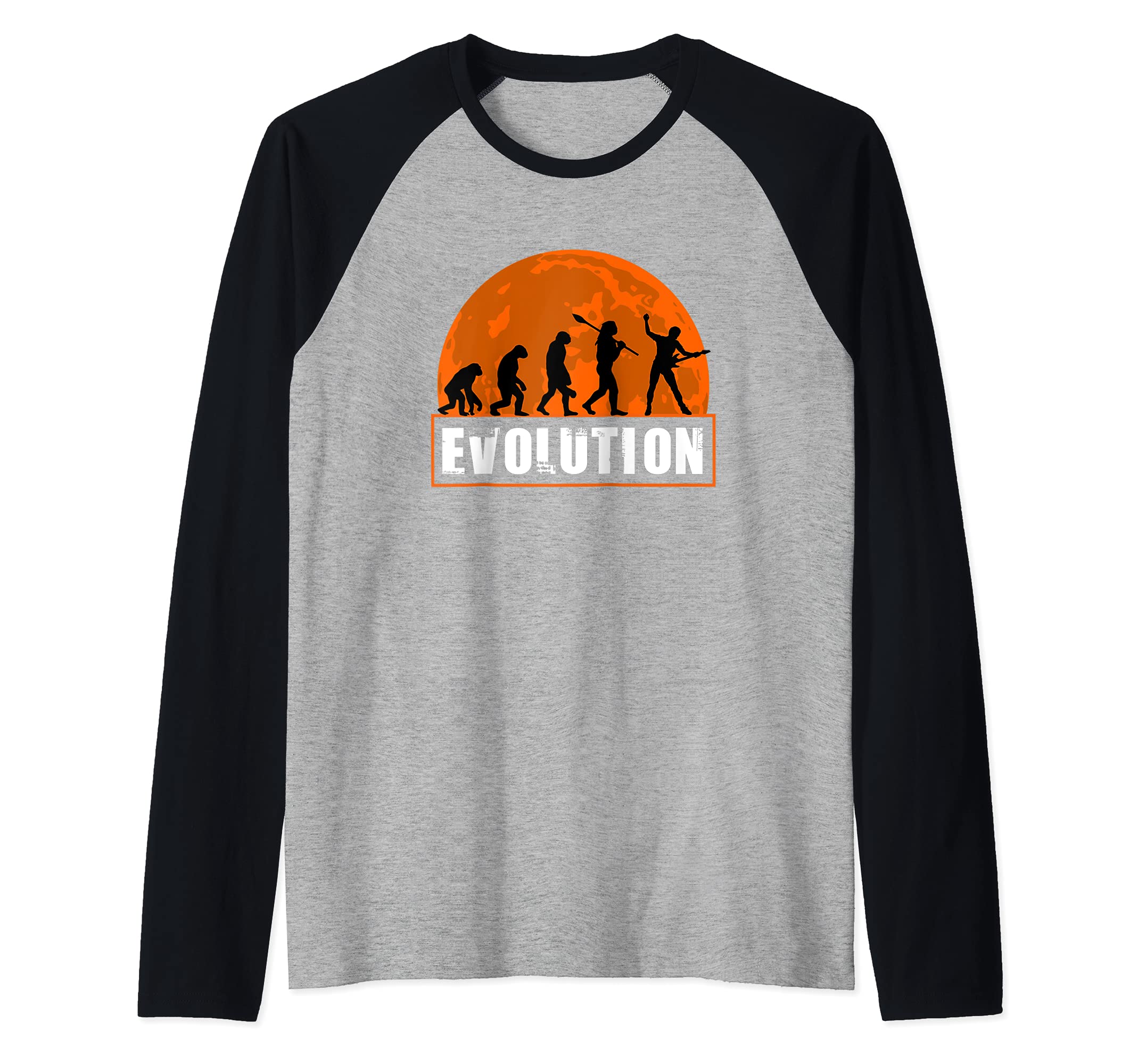 Lead Guitar Player, Funny Lead Guitar Human Evolution Raglan Baseball Tee