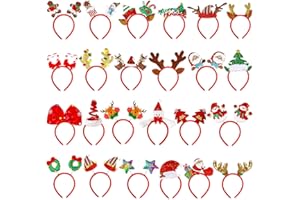 MGparty 24pcs Christmas Headbands Party Favors Decoration Supplies Xmas Gifts Photo Booth Xmas Tree Snowman Reindeer Antlers Santa Hat