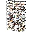Ekisemio Shoe Rack Large Capacity 72 Pairs Tall Shoe Shelf, 3 Row 12 Tiers Sturdy Metal Shoe Organizer for Entryway, Closet, Bedroom, Black
