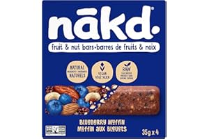 nākd. Raw fruit & nut bars - Blueberry Muffin - 100% natural ingredients - No added sugar - Vegan - Gluten free - 4 x 35g bar