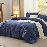 Bedsure Oversized Queen Comforter Set, Navy Soft Prewashed Bedding for All Seasons, 3 Pieces GentleSoft™ Bed Set, 1 Lightweight Comforter (98"x98") and 2 Pillowcases (20"x26")