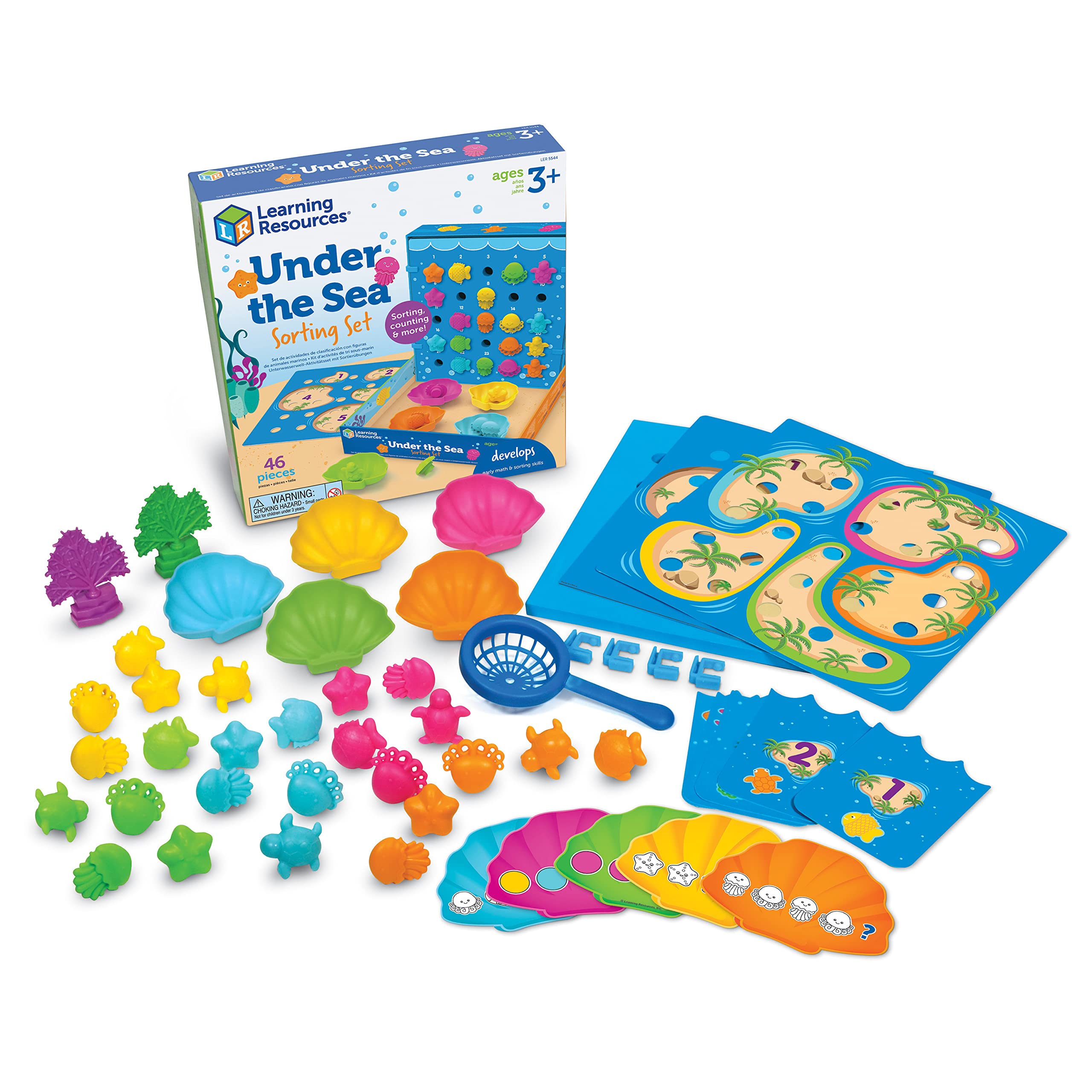Learning Resources Under The Sea Sorting Set, Sorting Toys, Educational Indoor Games, Toddler Brain Toys, Toddler Preschool Learning, 46 Pieces, Age 3+ (LER5544)