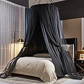 Kertnic Luxurious Bed Canopy for Girls & Adults - Double Layer Princess Canopy with Lace, Round Dome Mosquito Netting for Que