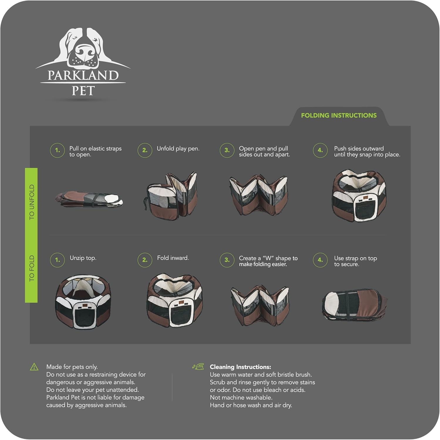 Parkland Pet Portable Foldable Playpen Exercise Kennel Dogs Cats Indoor/Outdoor Removable Mesh Shade Cover, Small : Pet Supplies