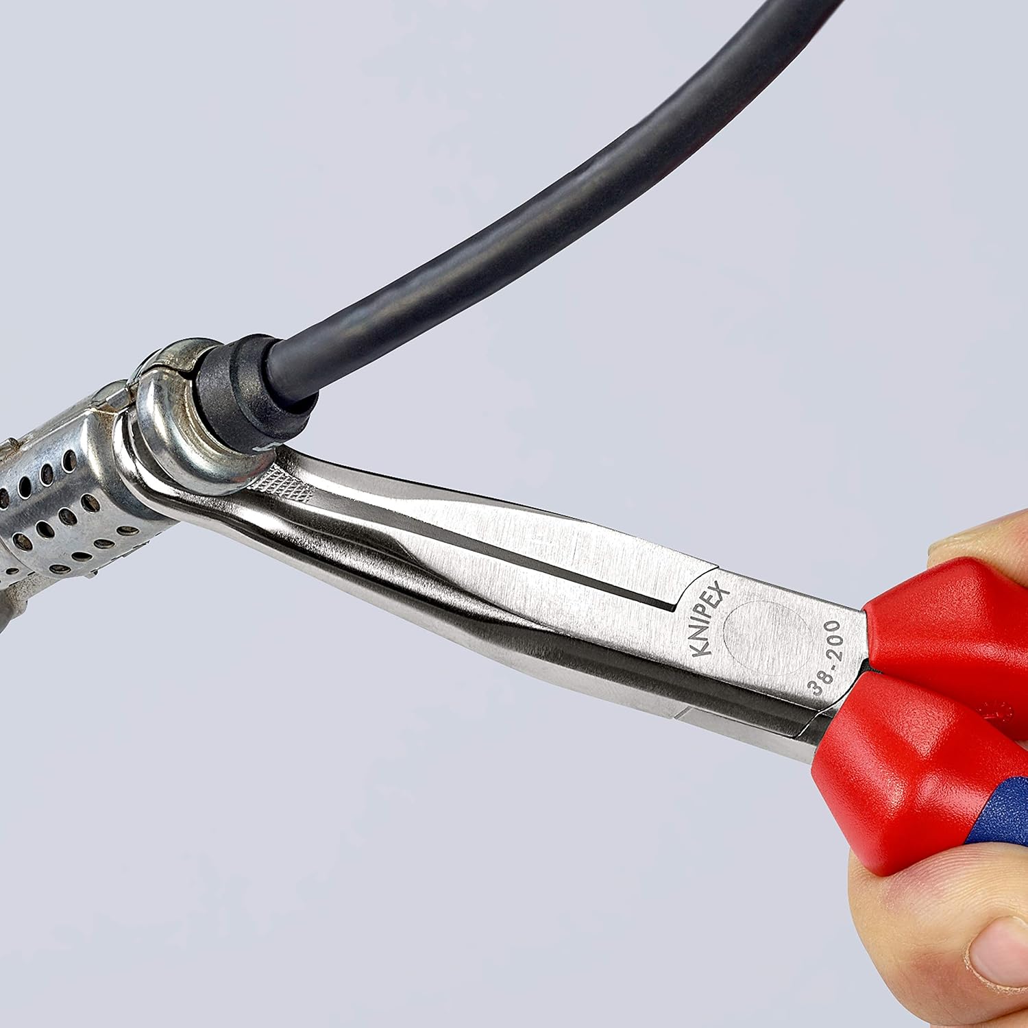 KNIPEX Mechanics' Pliers Chrome-Plated with Multi-Component Handles 200 mm, 38 95 200, Red and Blue - Image 5