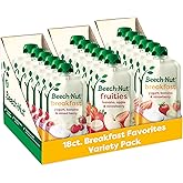 Beech-Nut Toddler Breakfast Food Pouches Variety Pack, 18 Pouches | Real Fruit &amp; Whole Milk Yogurt Baby Food Pouches, No Artificial Colors, Flavors, or Preservatives, Non-GMO, Gluten Free
