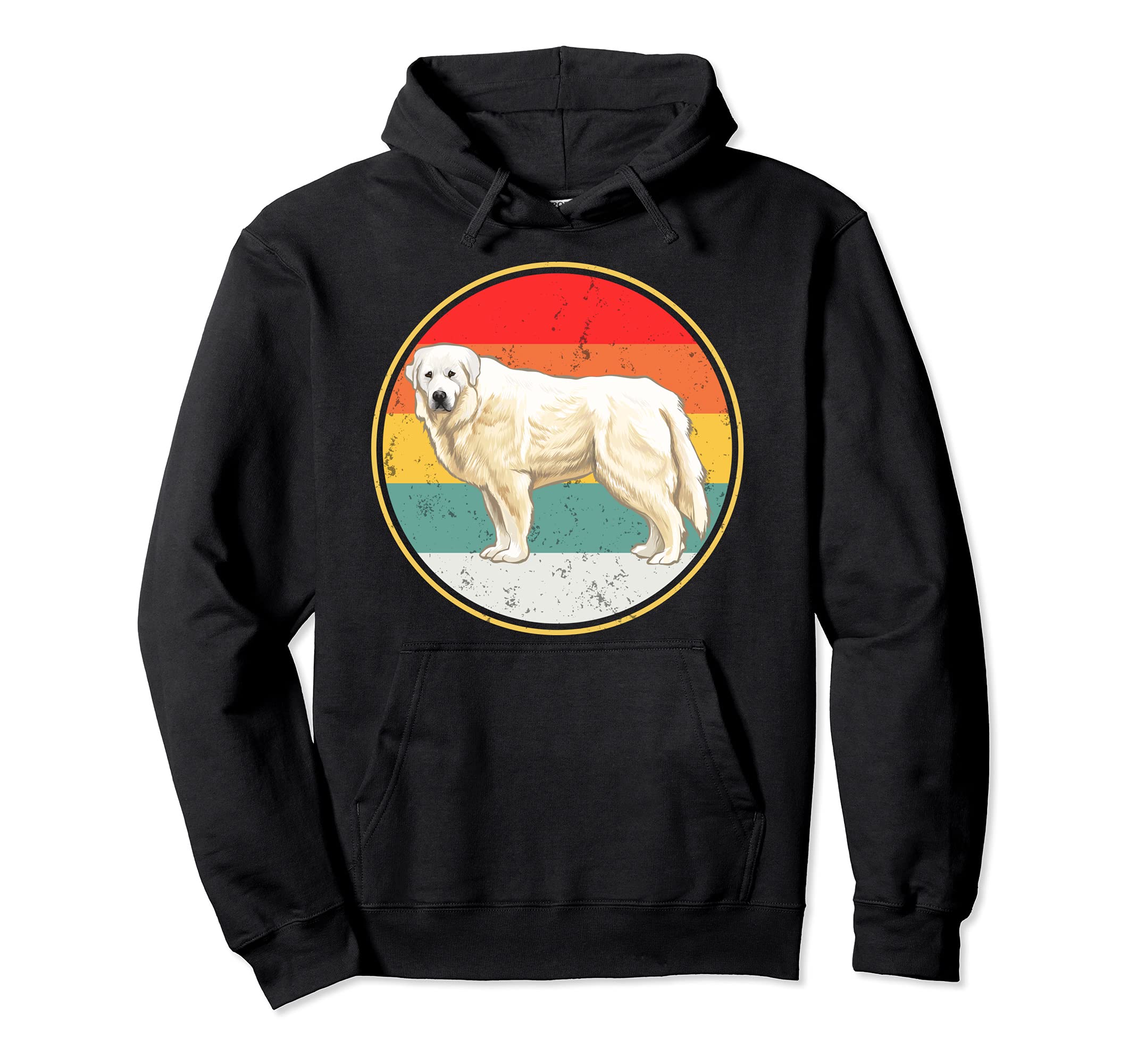 Vintage Retro Sunset Great Pyrenee Dog Pullover Hoodie