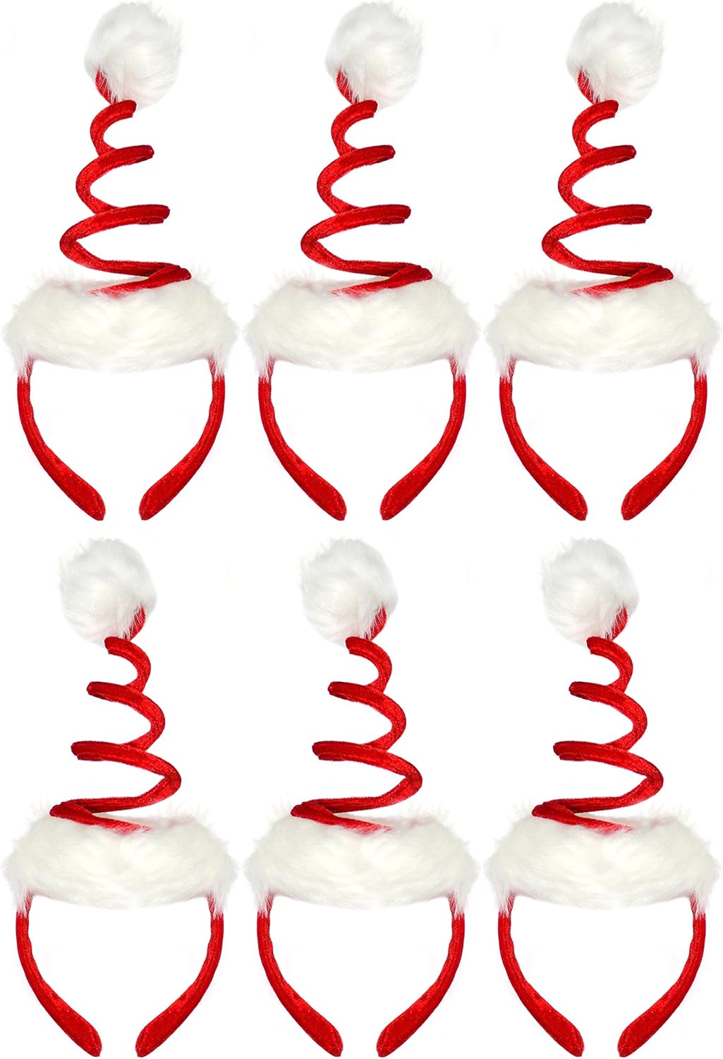 Robelli Novelty Red Christmas Bouncy Spring Fancy Dress Headband (6x Headbands)