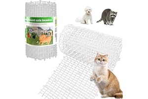 Kokmeya Pet Repellent Mat, White, 6.5 feet with 8 Ground Stakes 8 Zip Tie, Cat Repellent Mat with Gentle Spikes for Garden/Ba