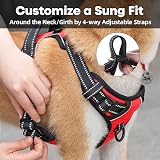 PoyPet No Pull Dog Harness Reflective Vest with 2 Leash Attachments Red M view 5